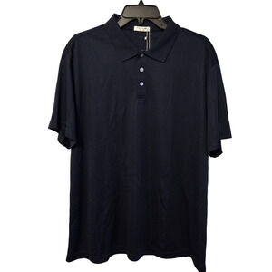 Pinspark Navy Blue Short Sleeve Knit Preppy Men's Golf Polo Shirt Size 2XL NWT
